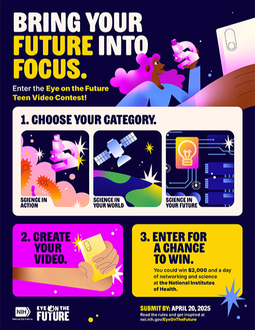 Thumbnail for the promotional flyer that reads 'Bring your future into focus. with the steps involved to enter the contest.'